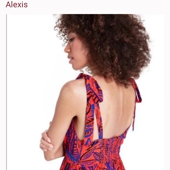 Size XXS Alexis for target Red tropical leaf dress - Picture 5 of 7